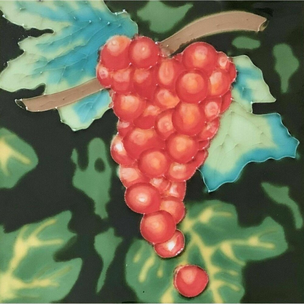 Red Grapes Decorative Wall Art Ceramic Tile 8x8 New Gift Kitchen